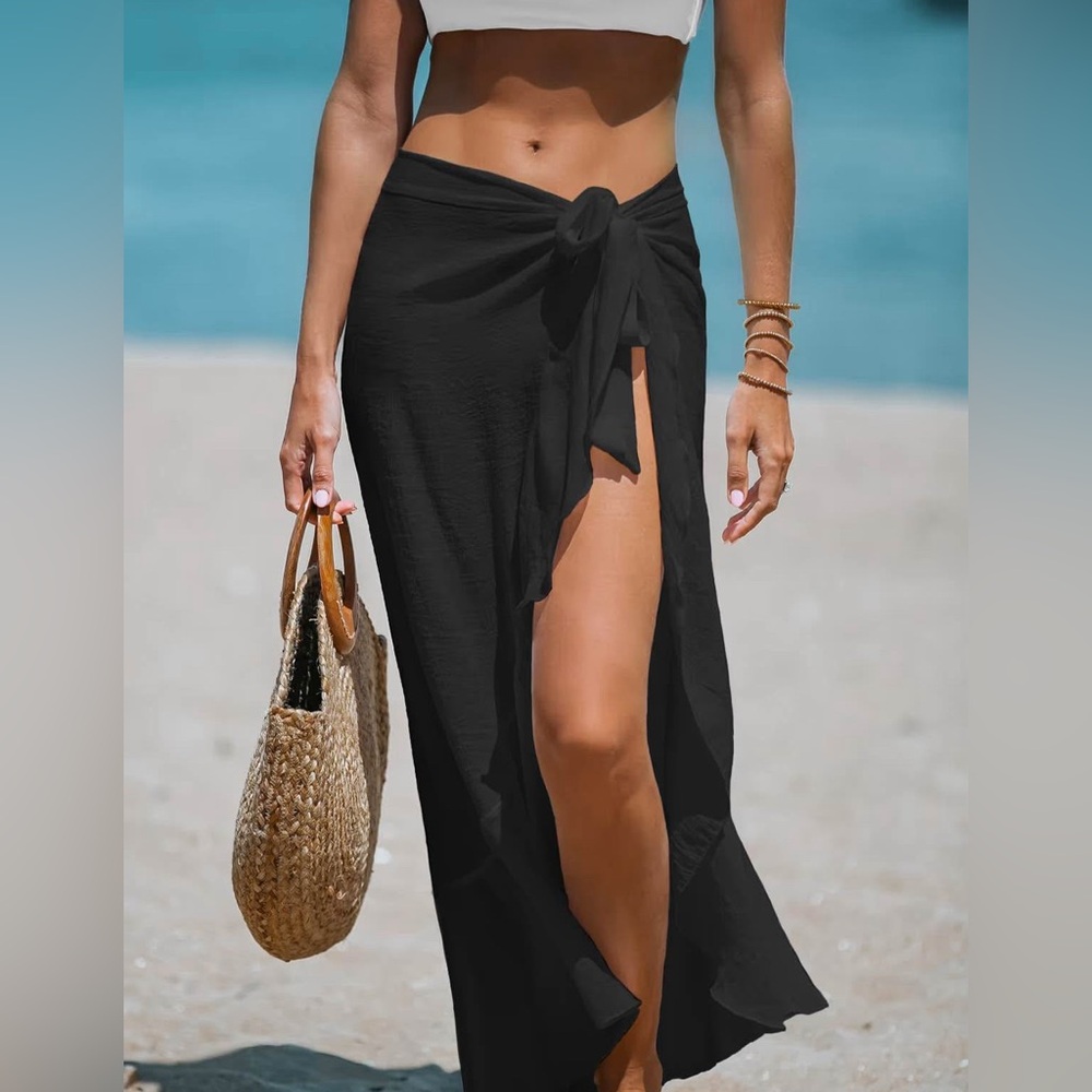 Cupshe Black Side Tie Midi Sarong